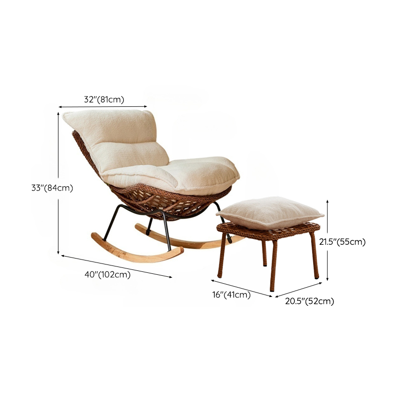 Traditional Armless Design Indoor Rocking Chair with rattan Frame and Nature Wood Legs - image 30