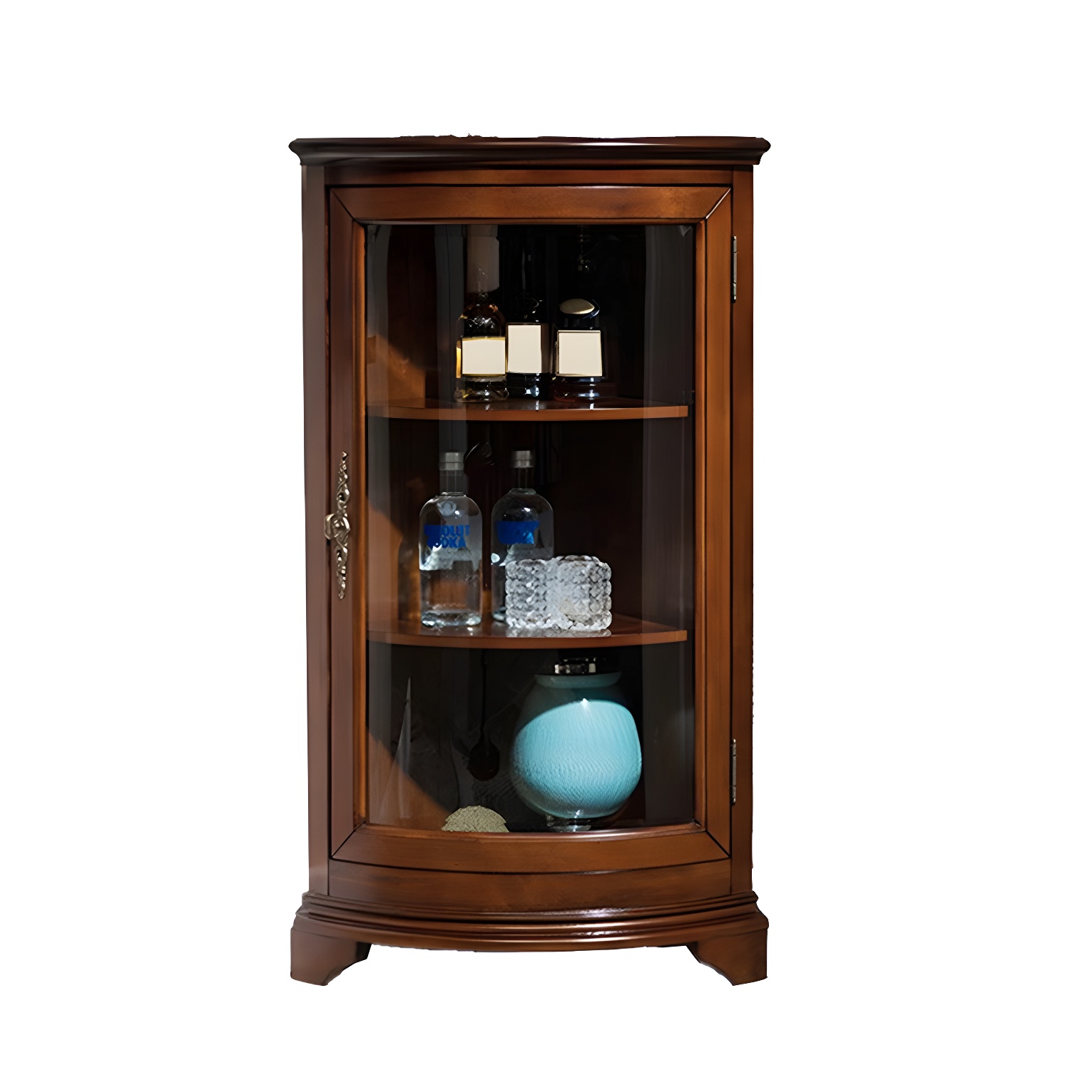 Mid-century Modern Brown Corner Cabinet, Wooden Accent Cabinet with Shelves - image 12