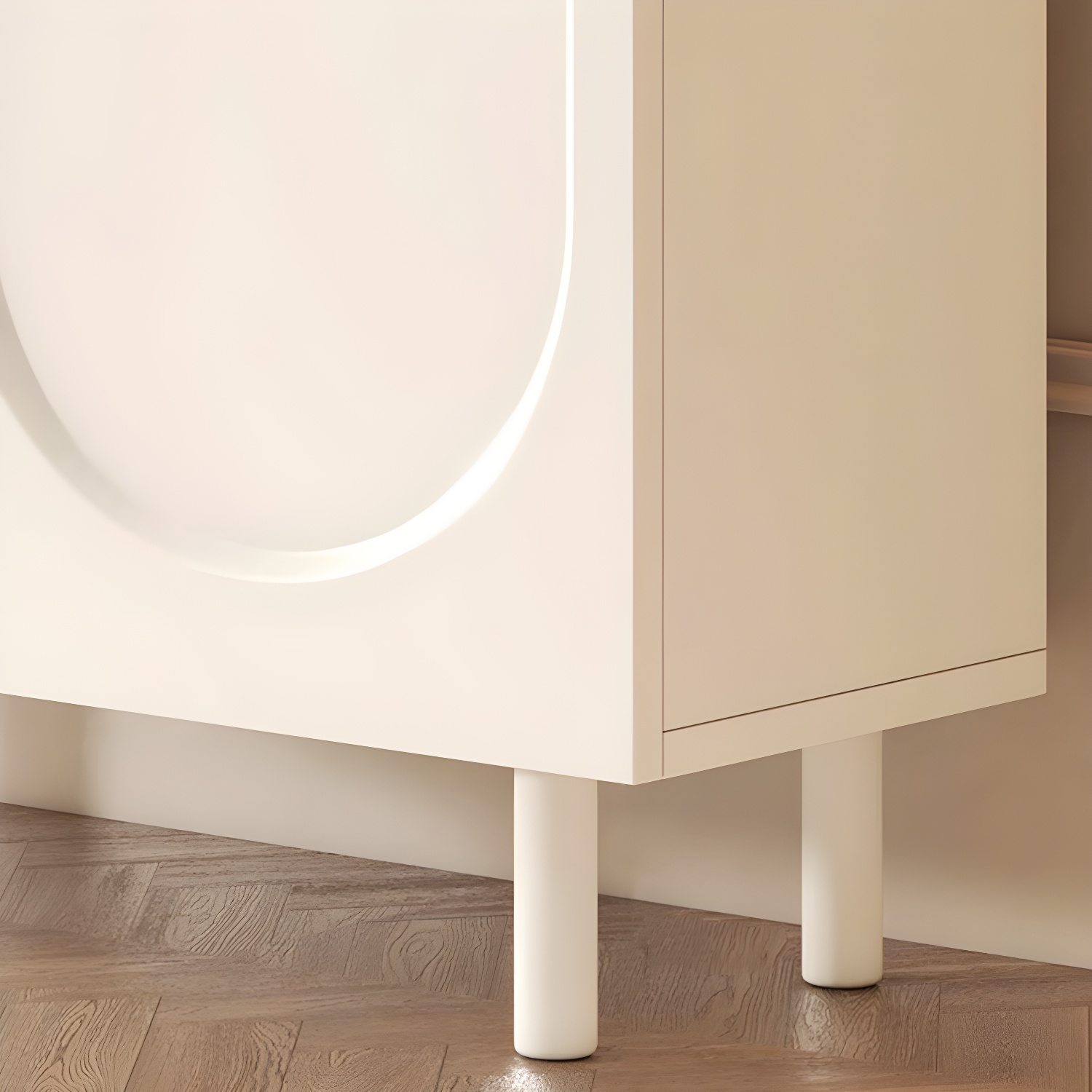 Scandinavian Wood Sideboard Cabinet with Stone Countertop, Adjustable Shelves - image 10
