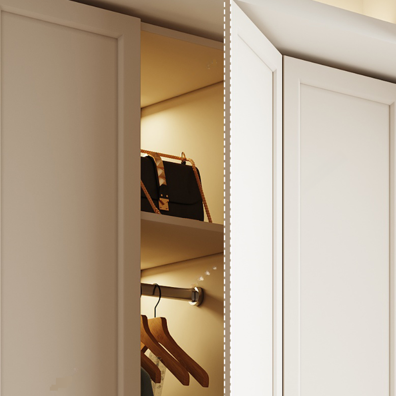 White Minimalist Natural Wood Wardrobe Closet with Soft Close Drawer, Soft Close Door, Interior Shelves, and Clothing Rod - image 9