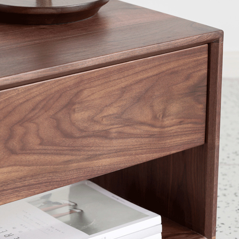 Solid Wood Open Shelf Nightstand with 1 Drawer in a Modish Style - image 9