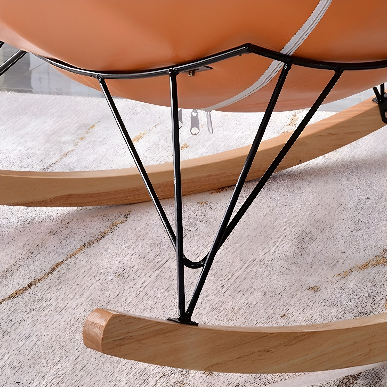 Modern Rocking Chair with Ottomans - Metal Frame, Removable Cushions, and Armless Design - image 16