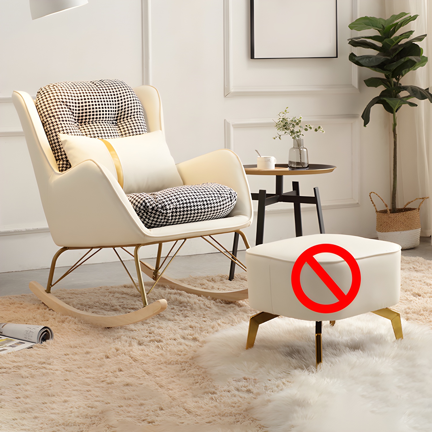 Modern Rocking Chair Metal Frame Doll Cotton Filling Spindle Rocker Chair - image 12