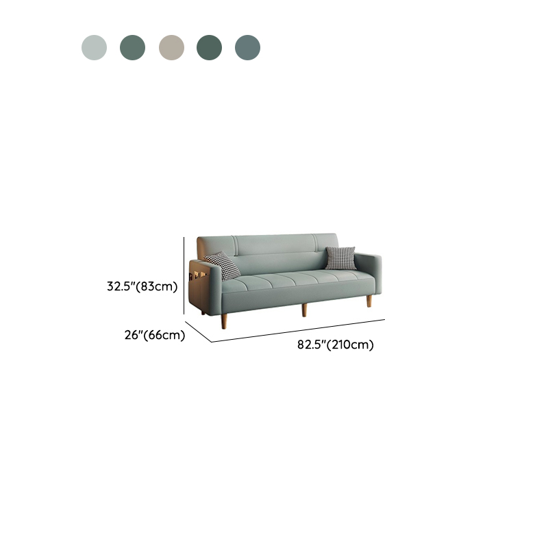 Trendy Scratch-immune Convertible Sofa in Light Gray/Light Blue/Olive Green with Arm, 4-seater/2 People/Seats 3, Receptacle Storage, and 2 Pillows - image 12