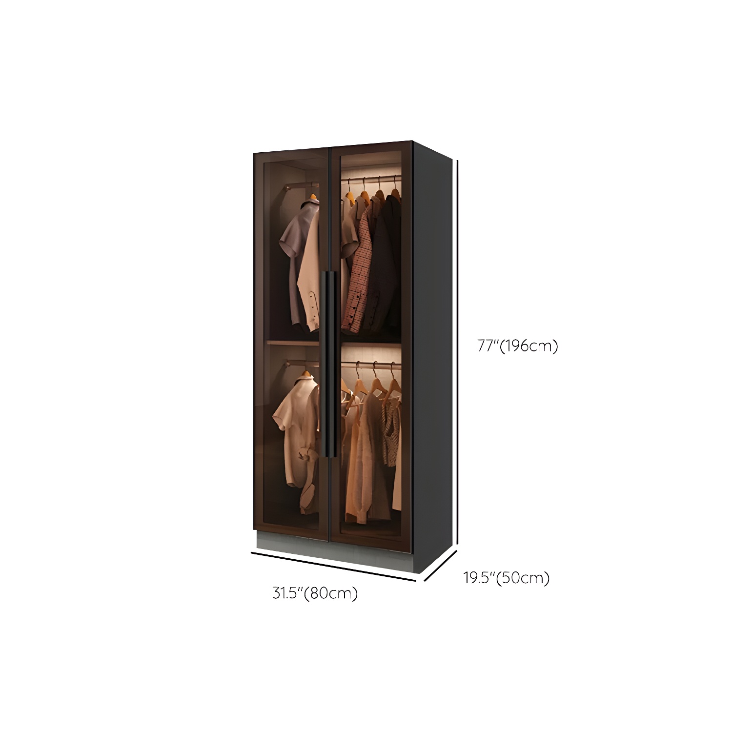 Modern Wardrobe Cabinet Glass and Engineered Wood Wardrobe Closet - image 10