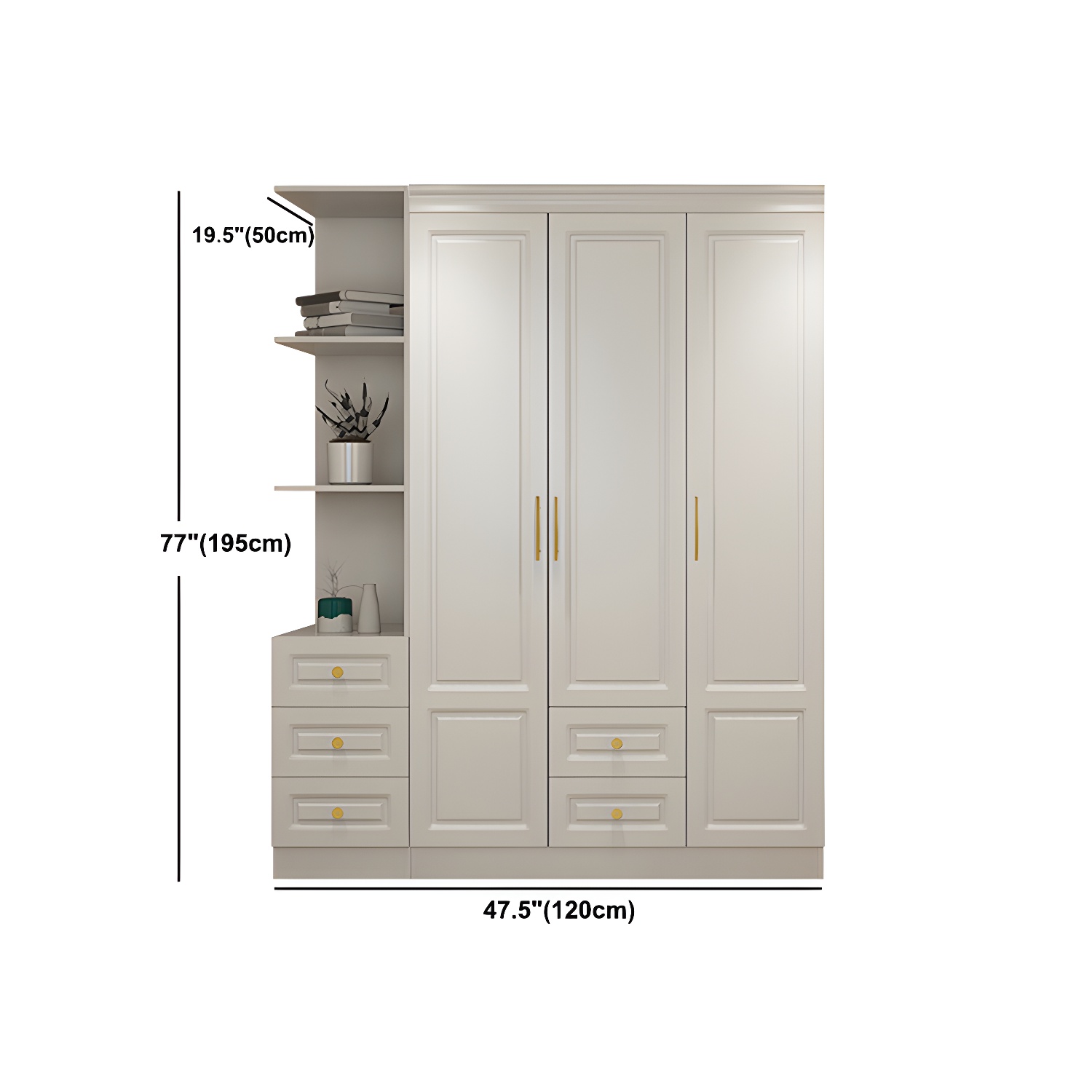 Hinged White Wardrobe Armoire Engineered Wood Wardrobe Closet - image 24