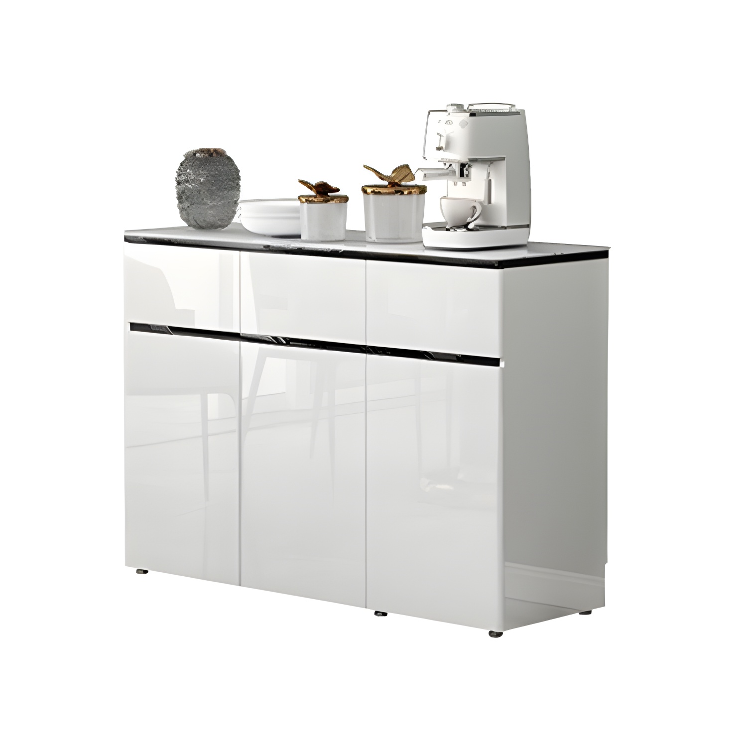 Contemporary Glass Top Sideboard Cabinet with Drawer for Living Room - image 12