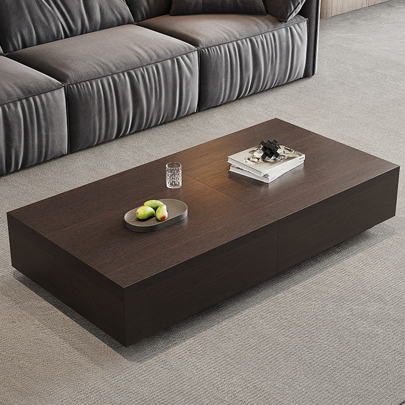 Solid Oak Wood Square Accent Table with 2 Drawers for Living Room - image 3