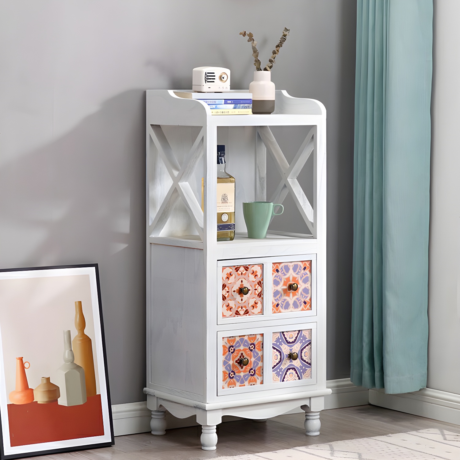Rustic Farmhouse Wood Server - Compact Sideboard with Drawers and Open Storage - image 4