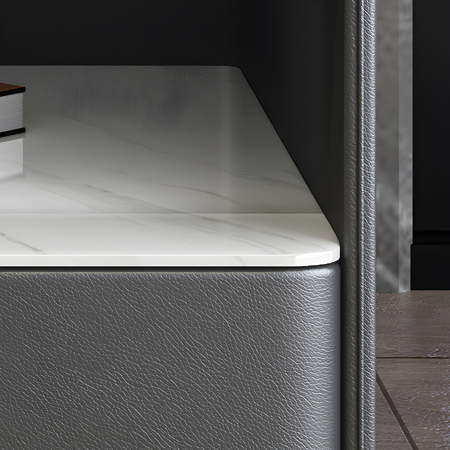 Stone Bed Nightstand Open Storage Bedside Cabinet with Drawers - image 7