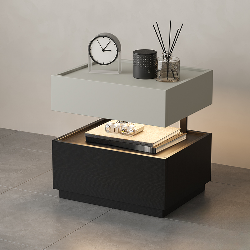 Organic Modern Nightstand With Drawer Organization with Particle Board Wood Countertop and Illuminating Lighting - image 4