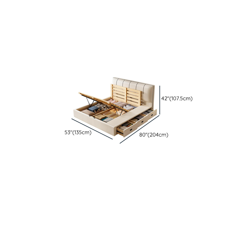 Cream Solid Color Storage Included Bed with 3 Storage Boxes for Bedroom - image 18