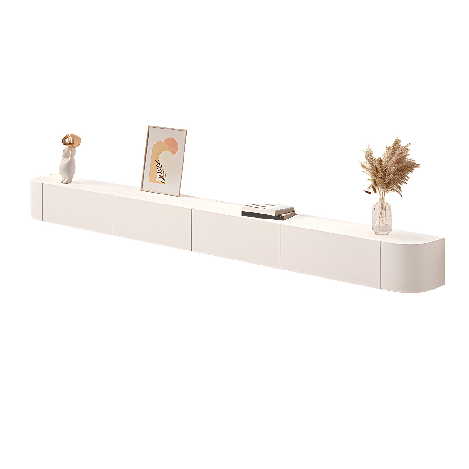 Contemporary Solid Wood Wall-mounted TV Media Stand with Drawers - image 8