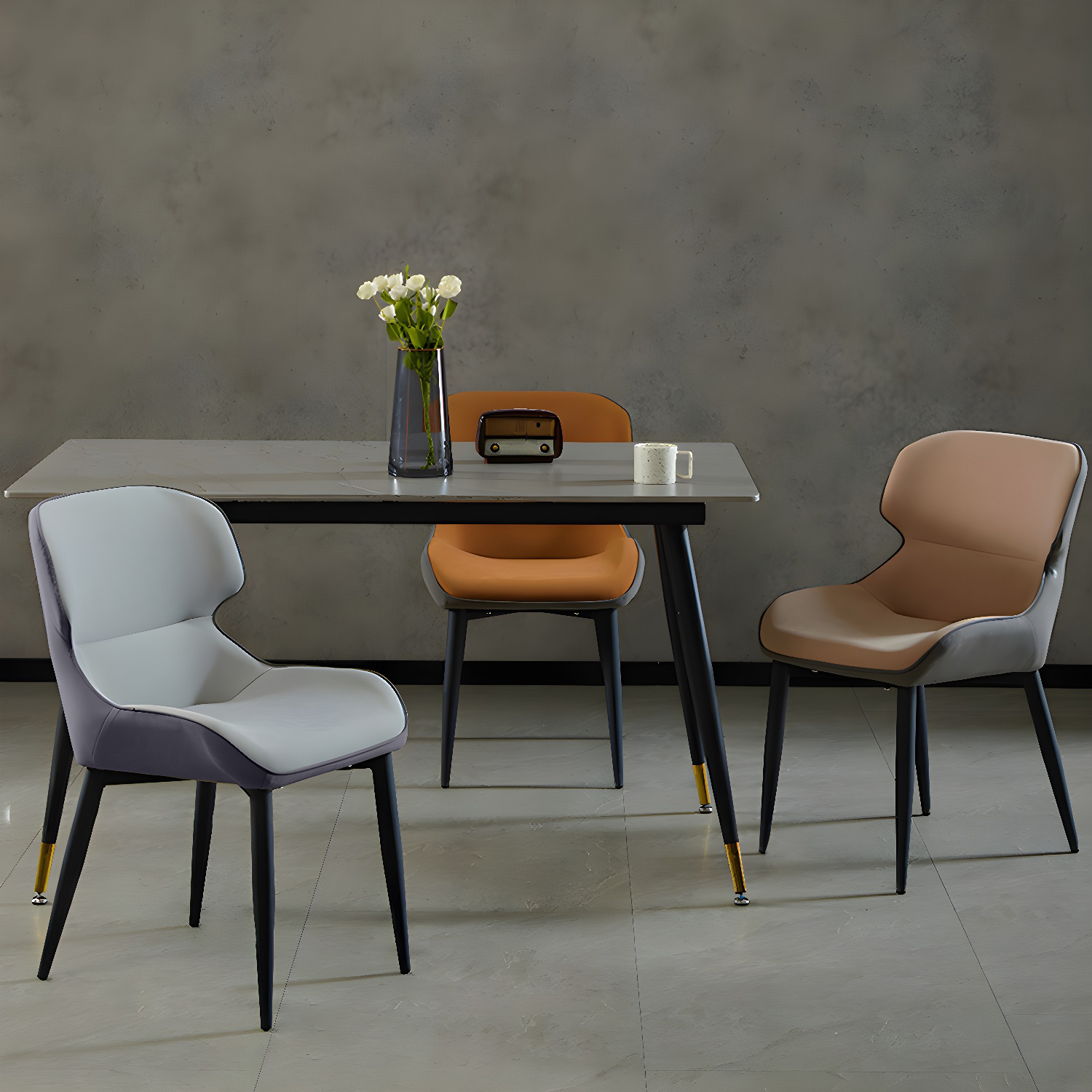 Nordic Style Metal Armless Dining Chairs Wingback Side Chair for Home Use - image 8