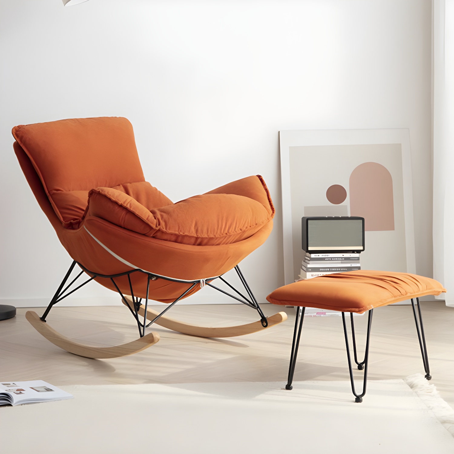 Contemporary Simple Style Rocking Chair Single Indoor Sofa Rocking Chair for Break - image 10