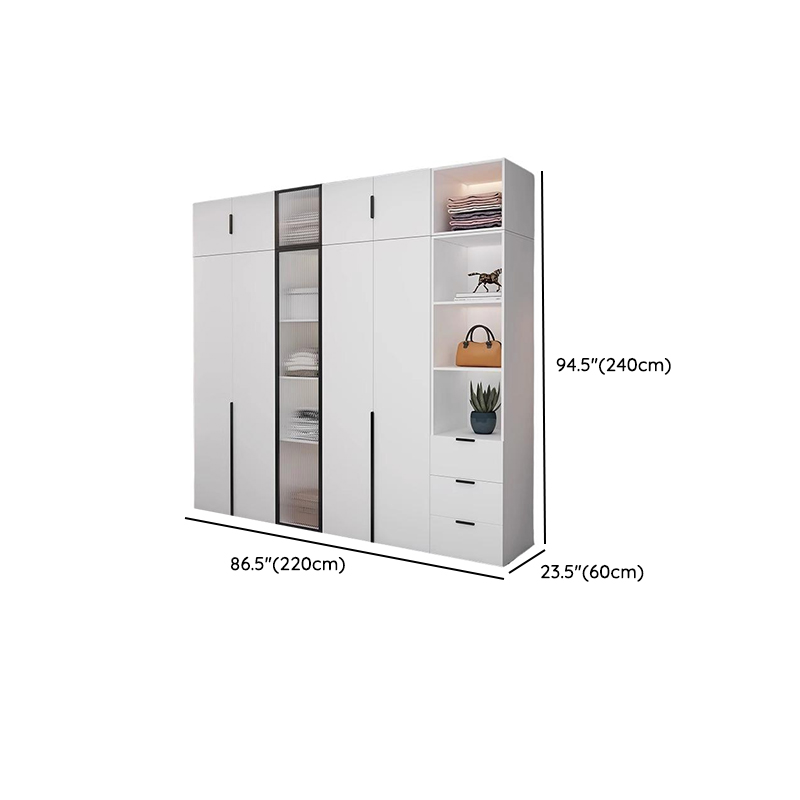 Chalk Modish Laminate Wardrobe Closet with Soft Close Door, Interior Shelves, and Clothing Rod - image 20