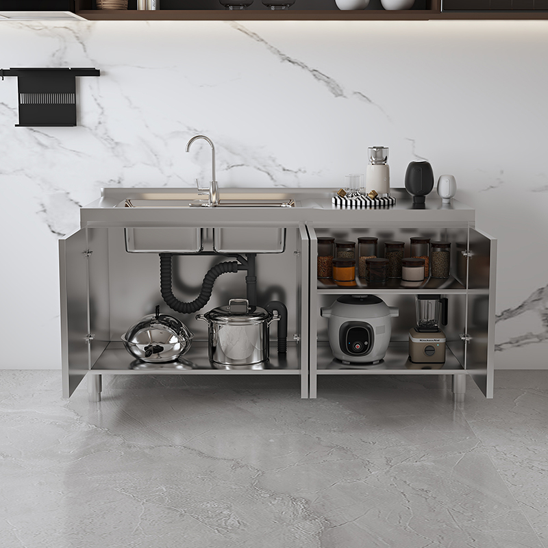 Simple Metallic Alloy Standard/Narrow Buffet Table with 2 Shelves, 4 Doors/3 Doors/2 Doors & Functional Storage Cabinet - image 3