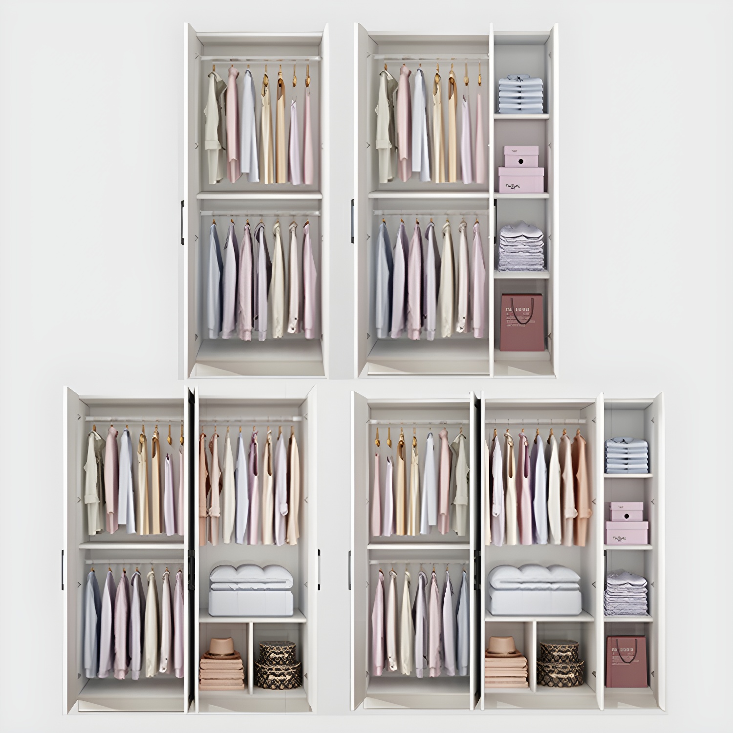 Modern White Wood Wardrobe Armoire with Shelves & Clothing Rod - Spacious and Stylish - image 6