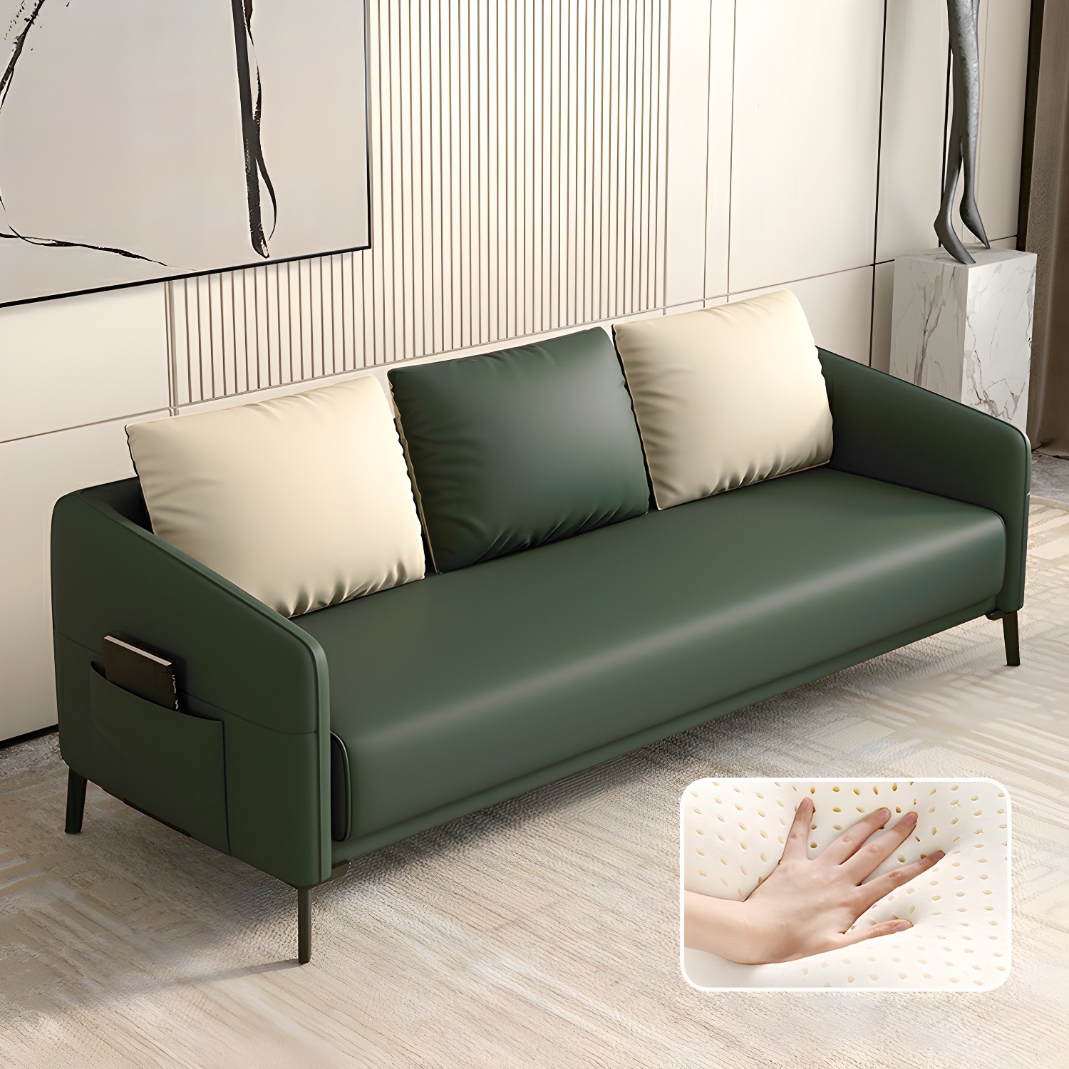 Modern Wood Frame Standard Sofa with Square Arms in Solid Color & Tear Resistant - image 12