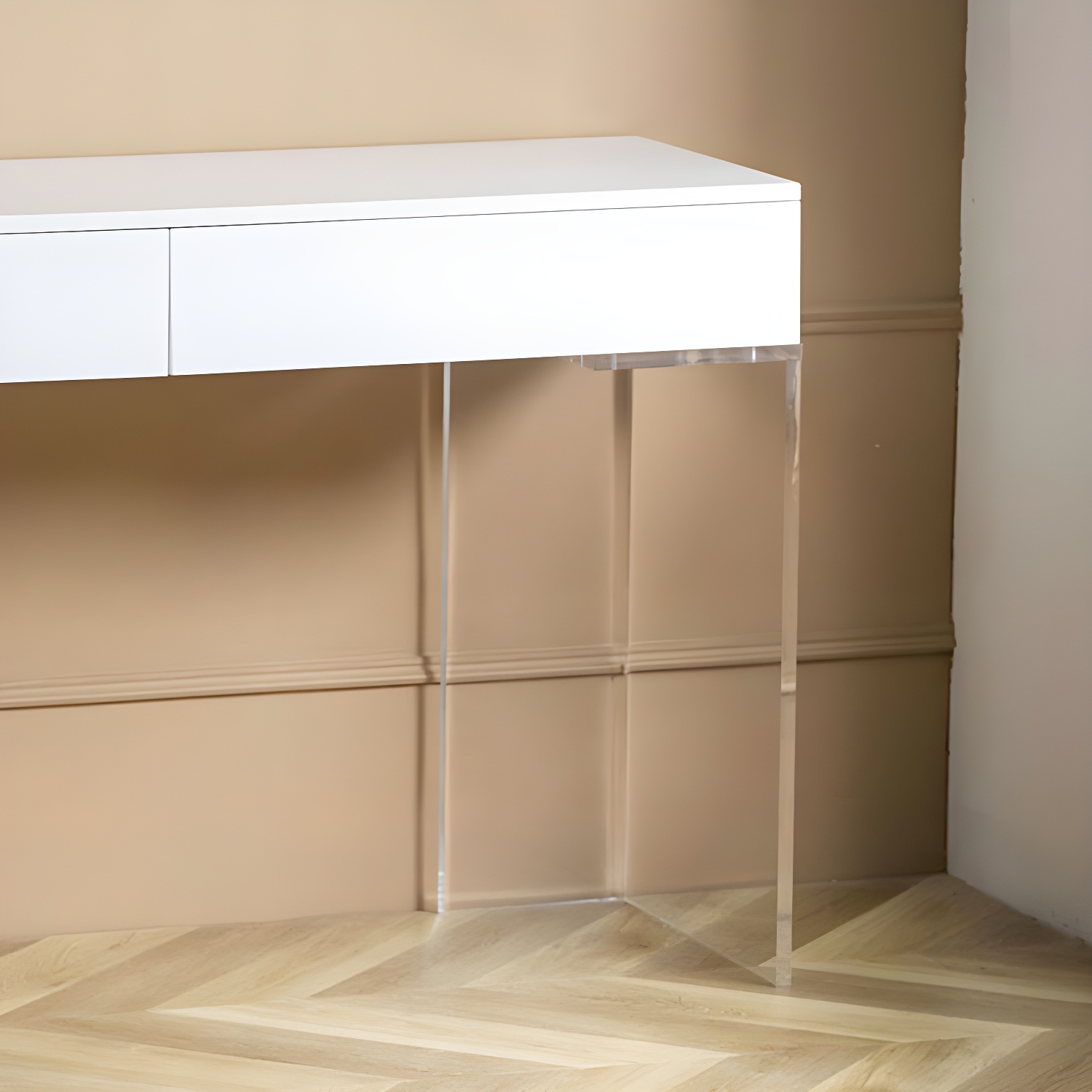 Contemporary Acrylic Vanity Desk 2-Drawer Vanity Dressing Table - image 9