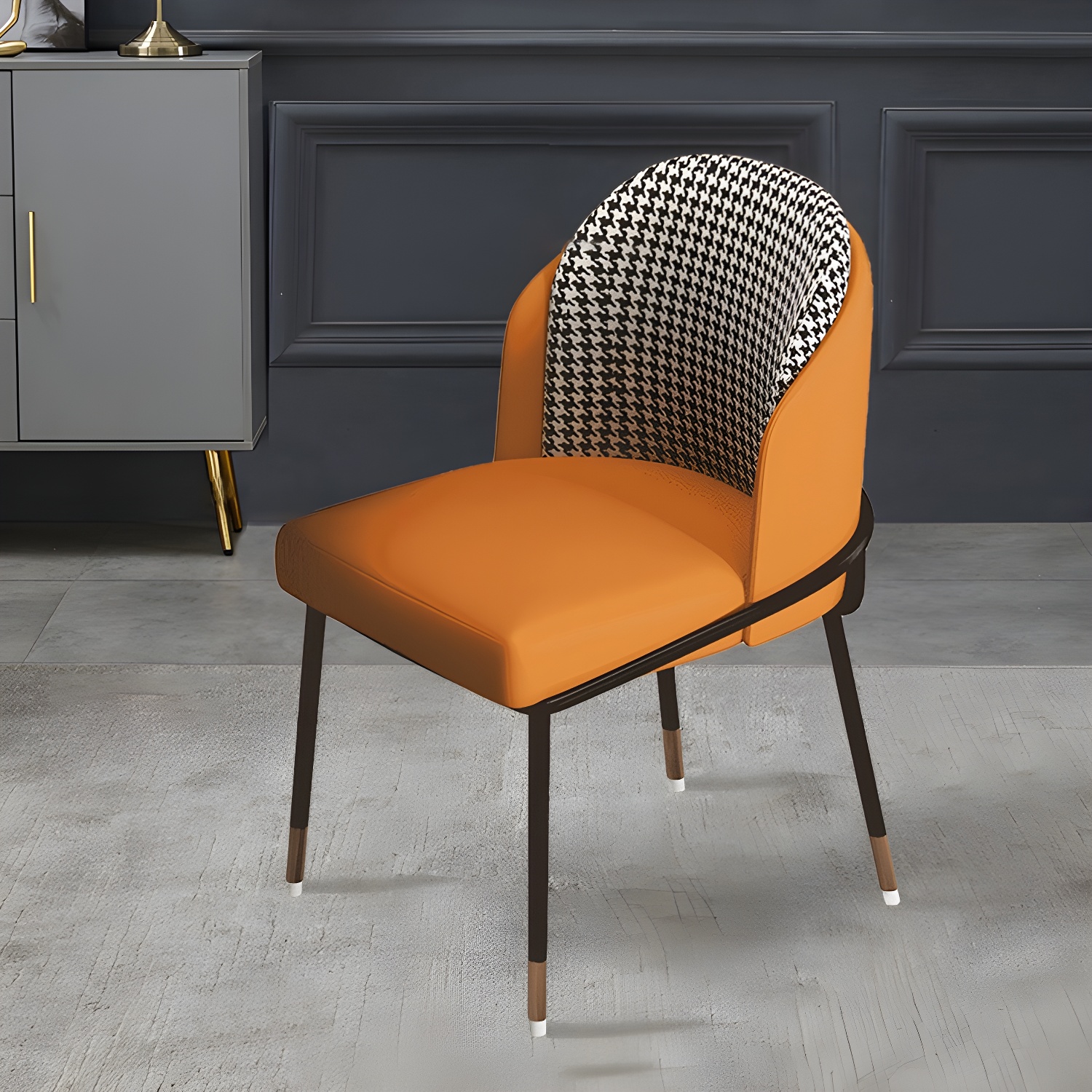 Glam Low-Back Upholstered Chair with Sleek Black Metal Legs for Kitchen & Dining - image 13