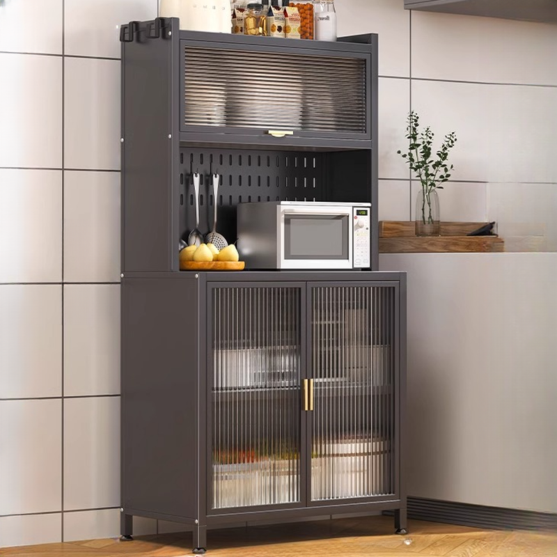 Narrow Sideboard with Hutch, Kitchen Cupboards, Stone Countertop, Adjustable Shelving, and 4 Doors/5 Doors/3 Doors
