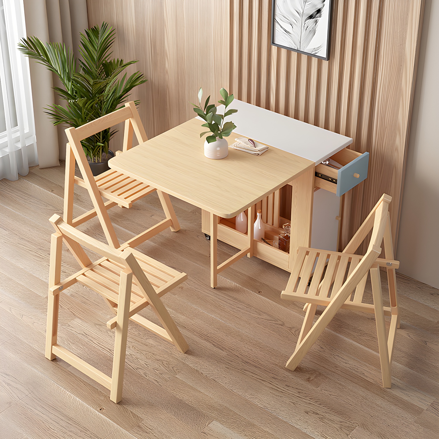 1/3/5/7 Pieces Modern Space-Saving Wood Multi Purpose Dining Set - image 5