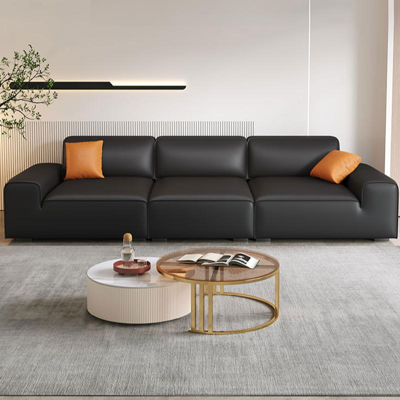 Modern Solid Color Water Resistant Sofa in Midnight Black with 6-seater Capacity and 2 Pillows - image 3