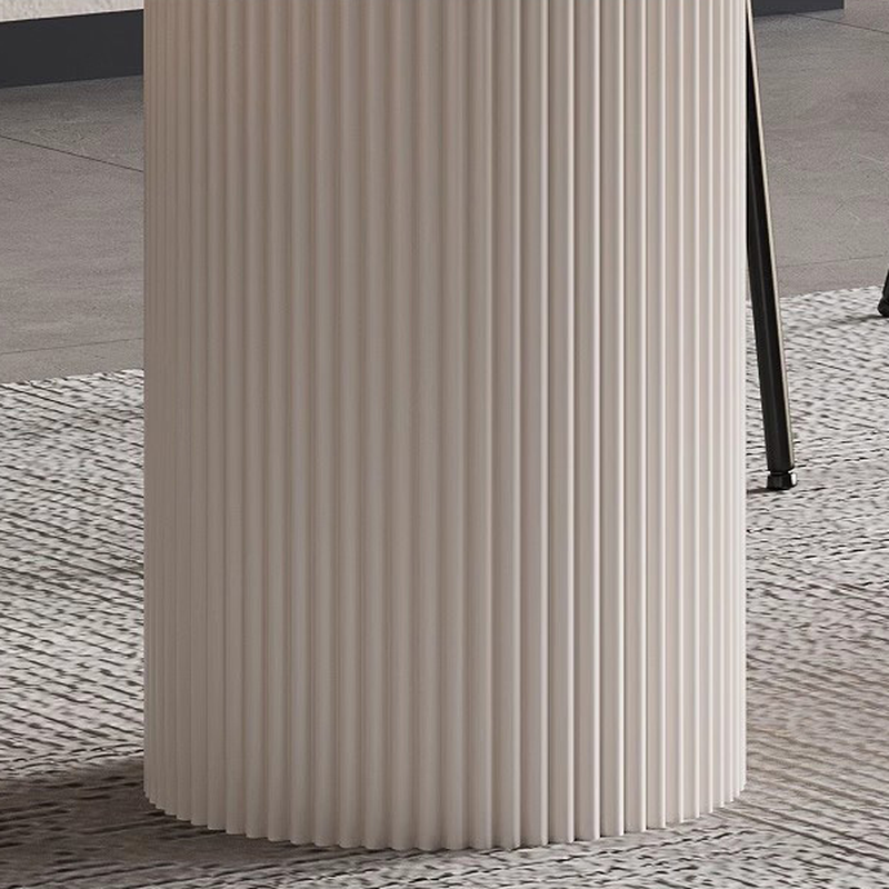 Modern Simple Style Stone Dining Table Set with Twin Support Base and Fixed Table in Chalk - image 7