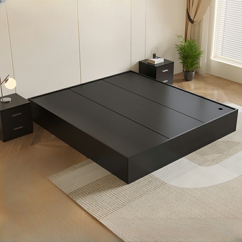 Modern Simple Style Bed Wood No Headboard for Living Room