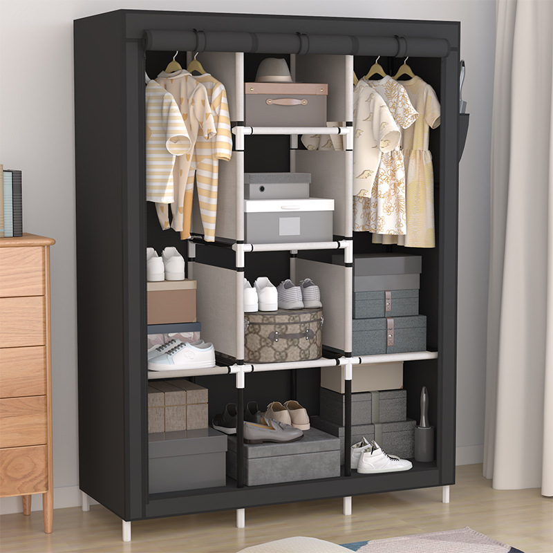 Modish Synthetic Unfixed Wardrobe Closet with Interior Shelves and Clothing Rod - image 6
