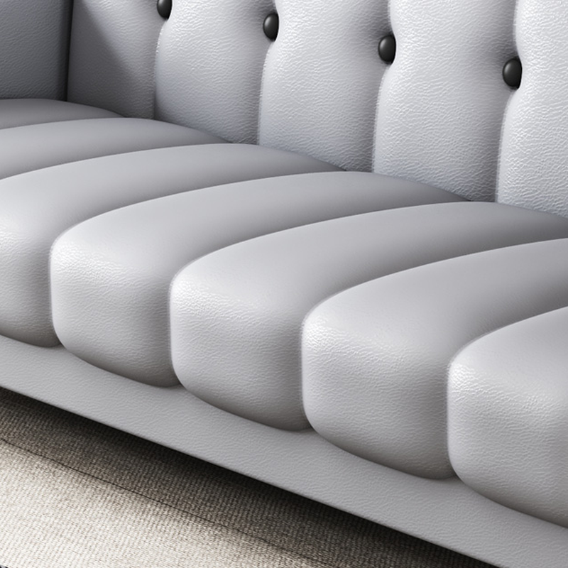 Contemporary Modern Solid Color Scratch-durable Convertible Sofa in Pu Leather with Midnight Black/Gray/White Upholstery, Seats 3/2-seater, with Receptacle Storage - image 16