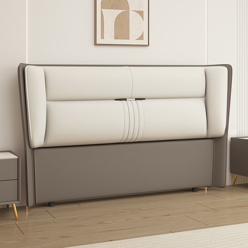 Trendy Panel Headboard in Natural Wood with No Distressing, Rectangle Shape for King/Queen/Full Bed, Sponge Upholstery, Standard Height