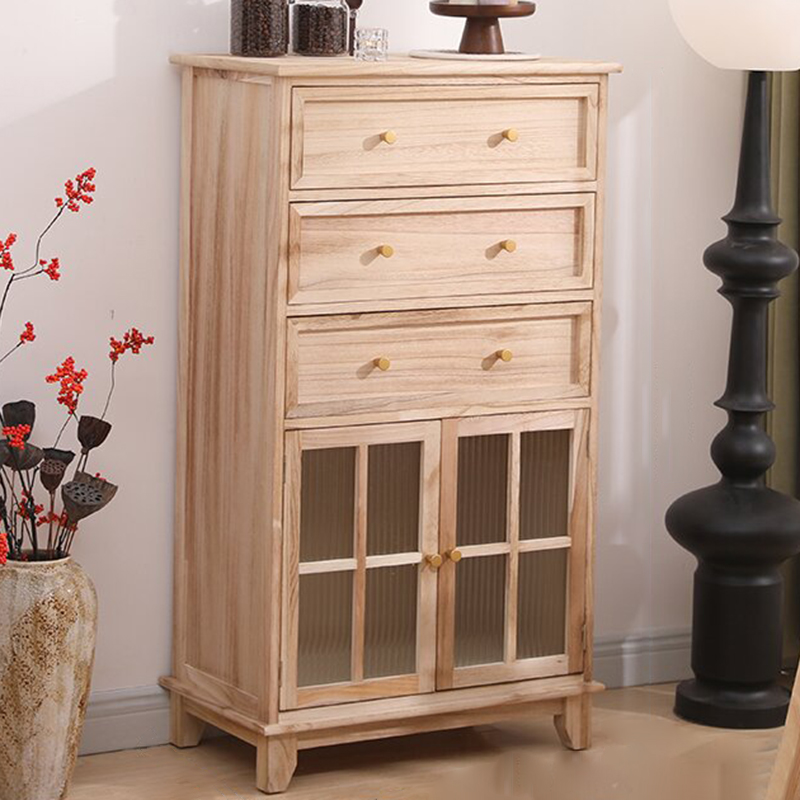 Rectangular Damp-proof Accent Cabinet with Storage Drawer, Closet, Glazed Door, Cabinet Knobs in Chalk/Brown/Wood Color - image 5