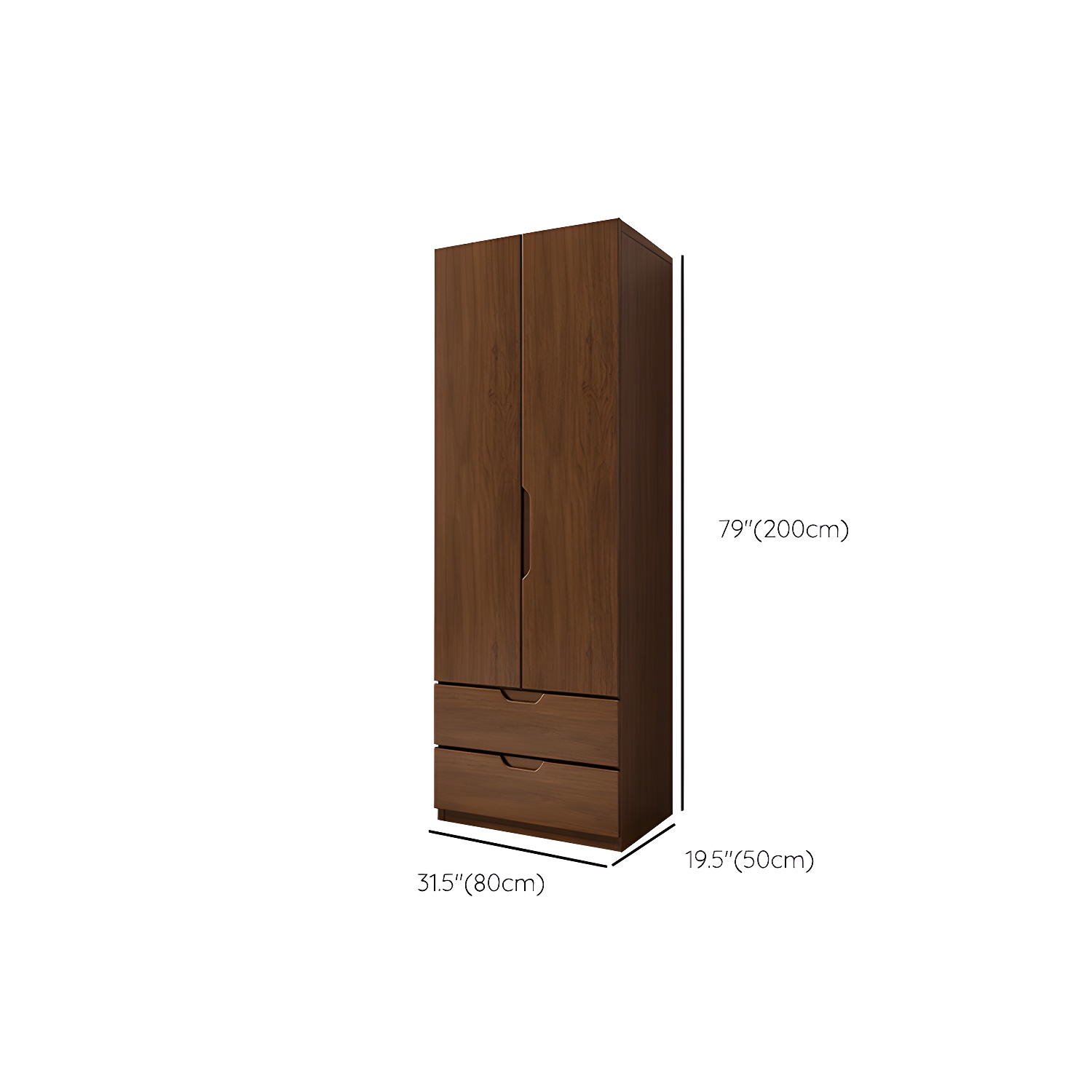 Contemporary Oak Solid Wood Wardrobe Freestanding Multifunctional Wardrobe - image 12