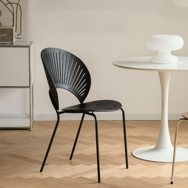 Dining Room Sturdy Side Chair with Outlined Frame and Foot Pads