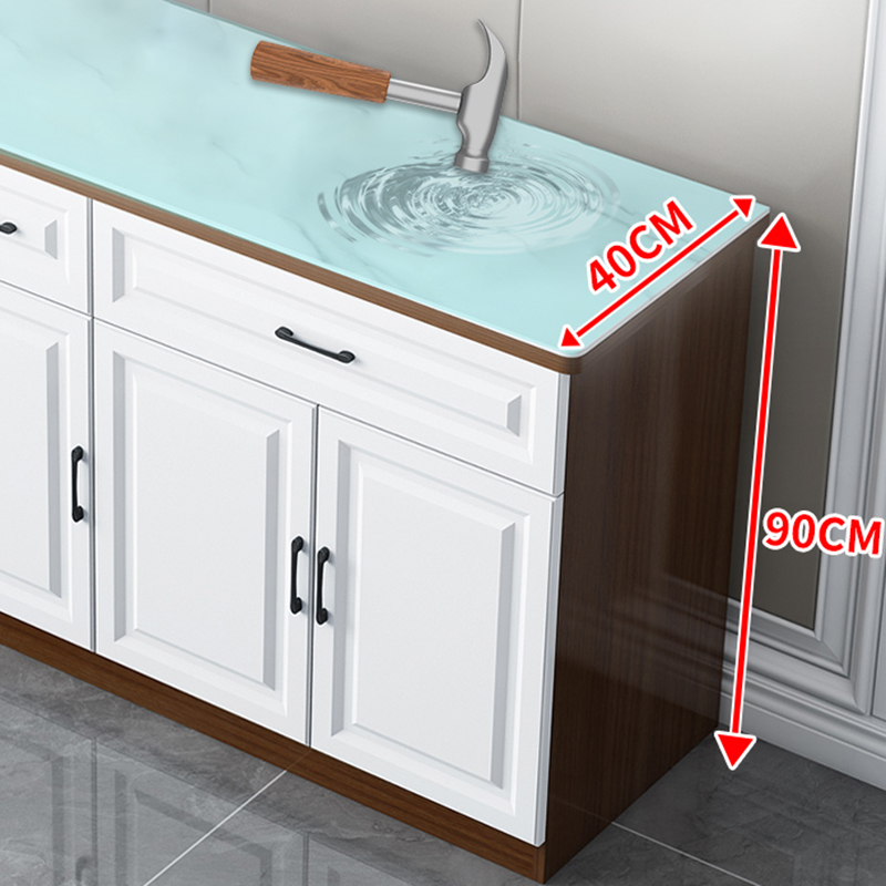 Natural Finish/Light Wood/Ashen Wood Floor Sideboard with Countertop and Kitchen Appliance Storage - image 12