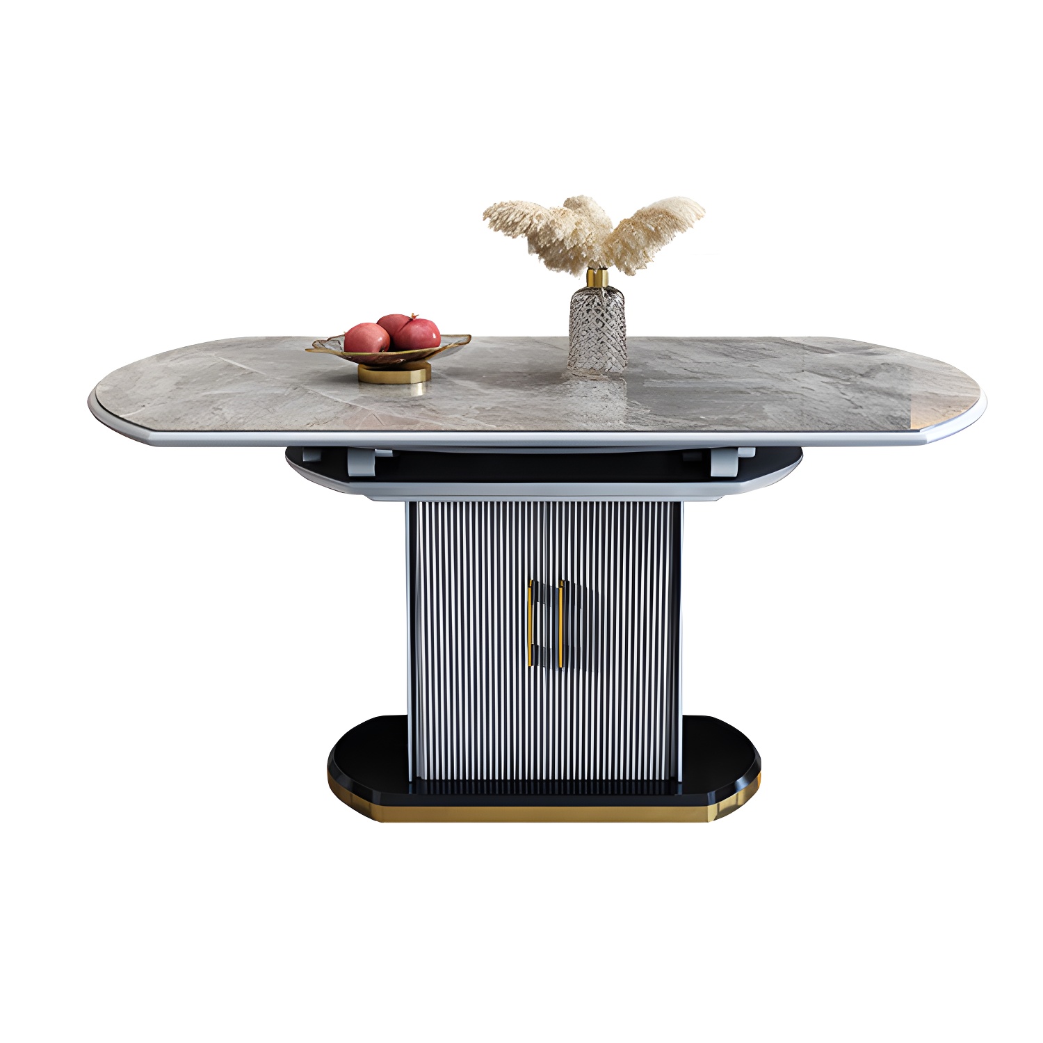 Slate Round Dining Table Set with Extending Leaf - Modern Wood Kitchen & Dining Room Furniture