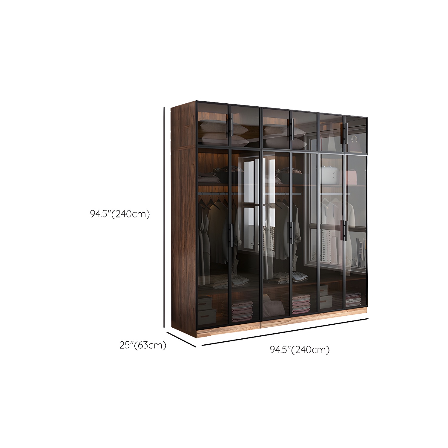 Modern Freestanding Wardrobe Armoire Tempered Glass Doors Wardrobe with Shelves - image 21