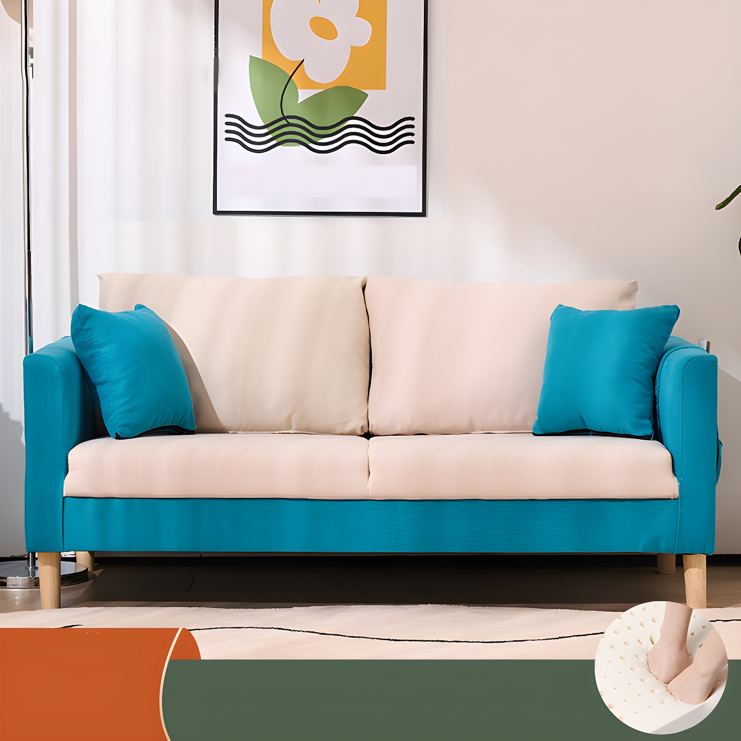 21.25" High Sofa with 2 Pillows Velvet Tuxedo Arm Sofa with Storage - image 4