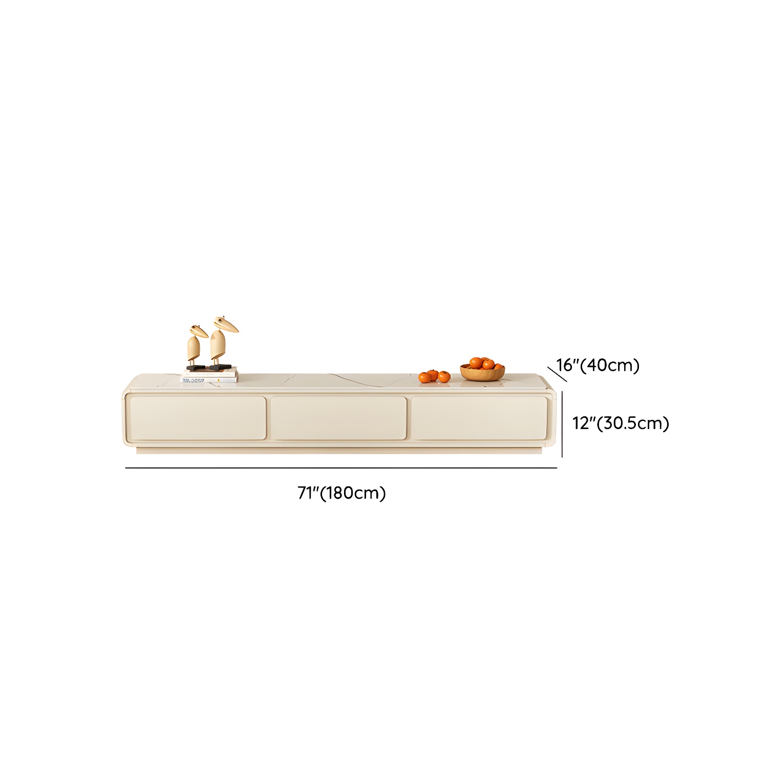 Beige Modern TV Stand with Soft Close Drawers - Cable Management - No Assembly Required - image 14