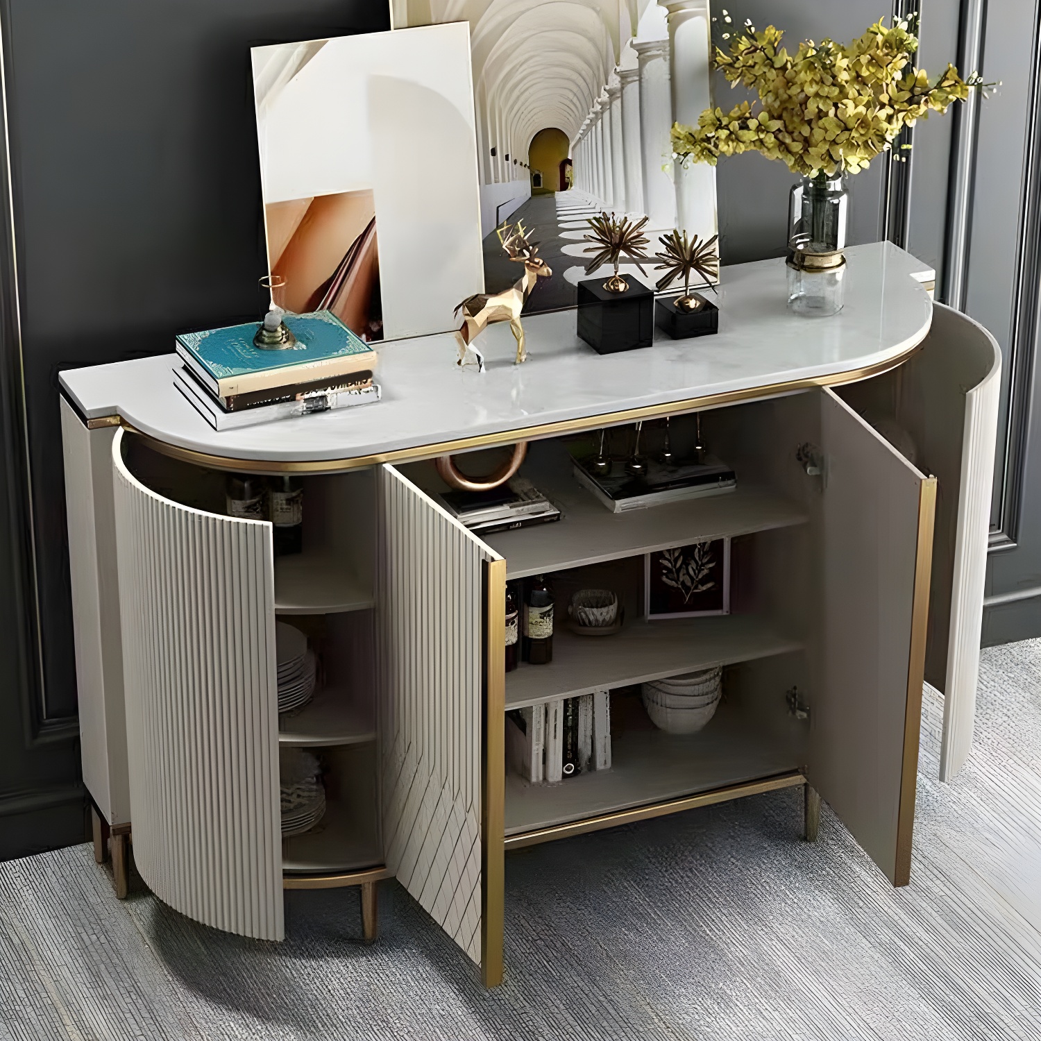 Marble Sideboard Modern & Contemporary Side Board with Cabinets - image 16