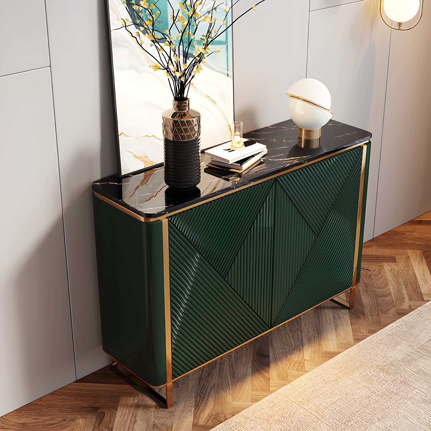 Modern & Contemporary Side Board Stone Credenza with Cabinets - image 2