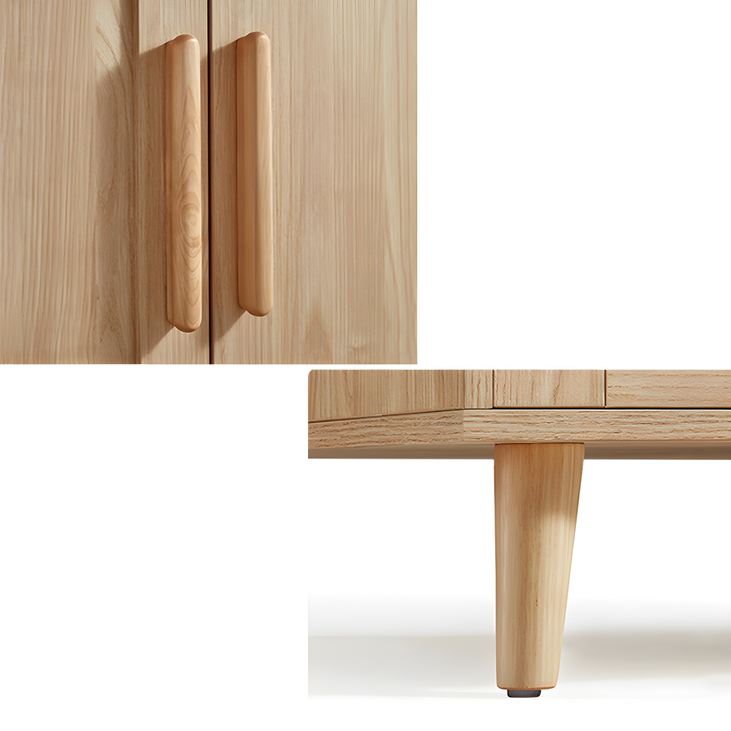 Modern Natural Wood Wardrobe Armoire with Clothing Rod, Shelves, and Soft-Close Drawers - image 10