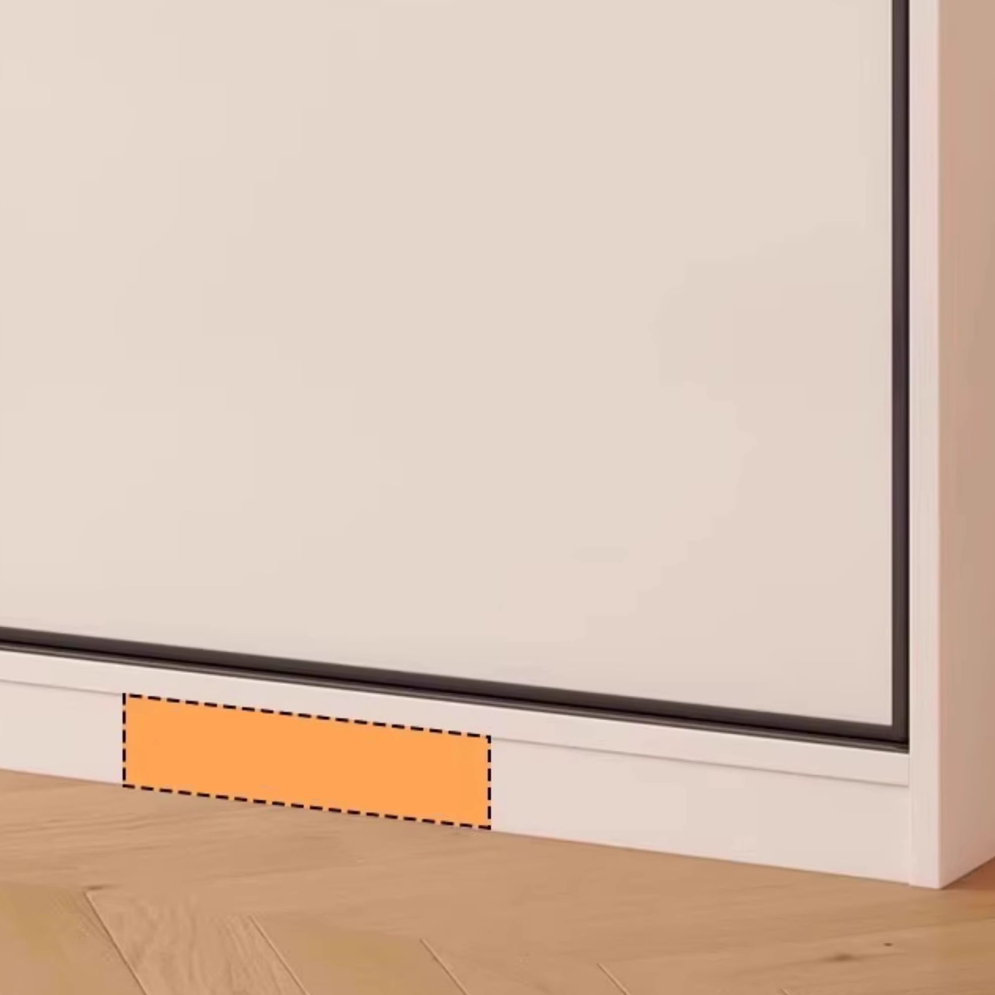 White Minimalist Manufactured Wood Wardrobe Closet with 2 Drawers, Interior Shelves, and Clothing Rod - image 4