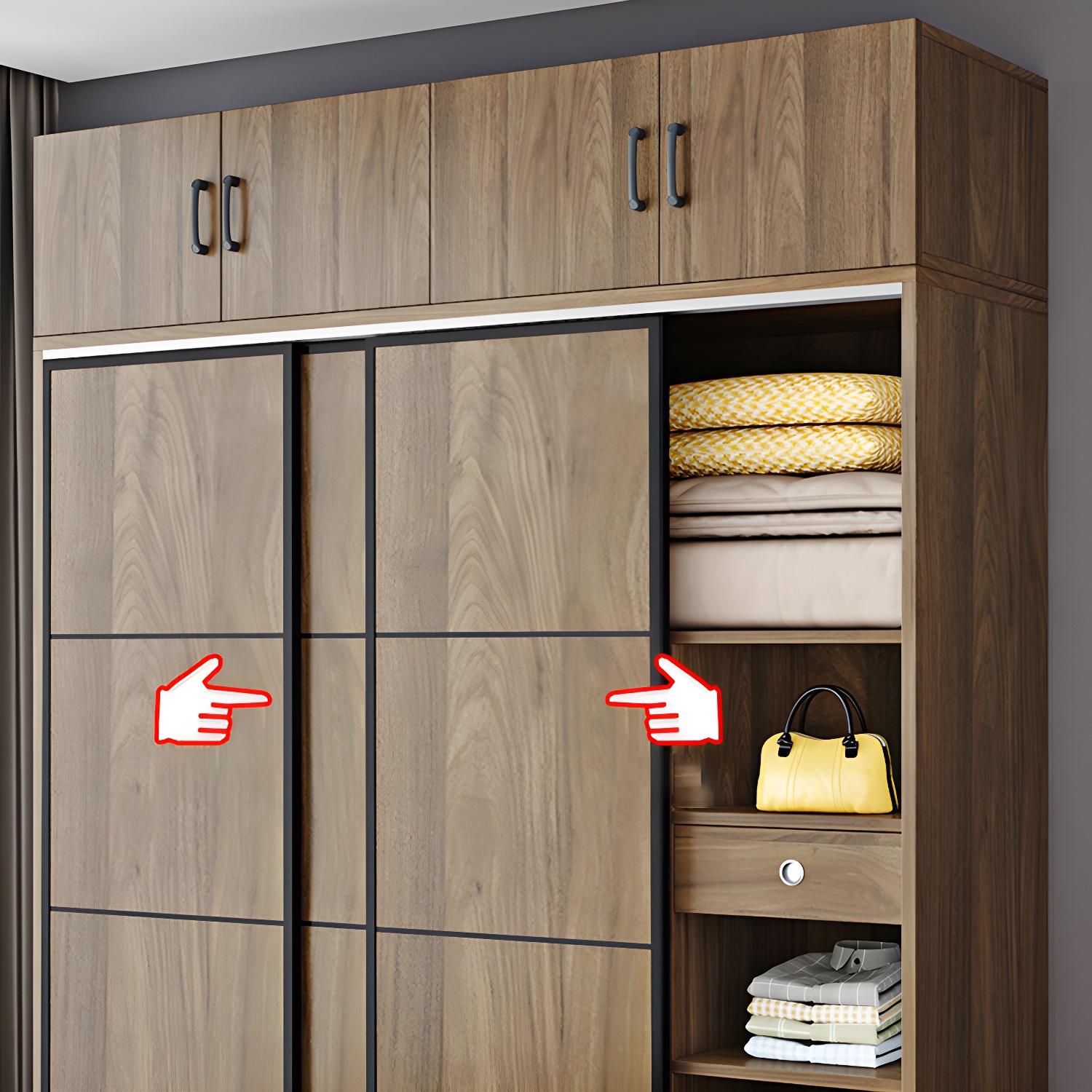 Modern Style Freestanding Wardrobe Pine Wood Wardrobe with Drawer - image 4