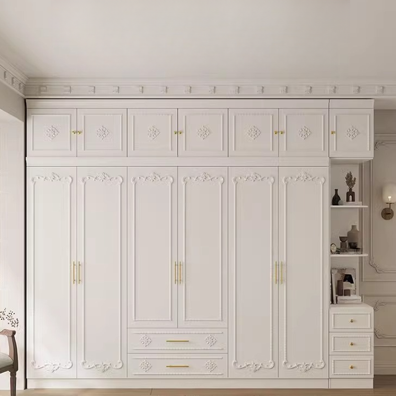 White Simple Timber Wardrobe Closet Soft Close Drawer Soft Close Door Interior Shelves