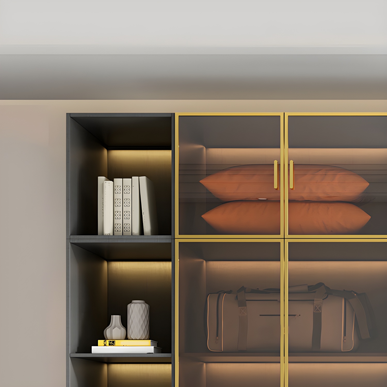 Modern Glass Wardrobe Wardrobe Armoire Wardrobe Cabinet for Home - image 6