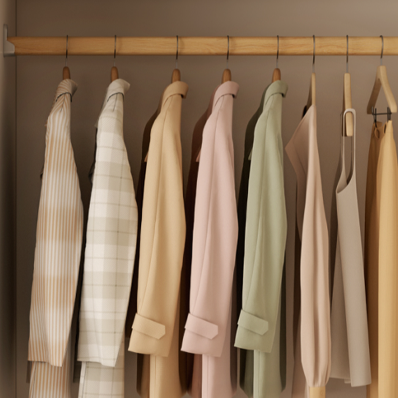 White Minimalist Manufactured Wood Wardrobe Closet with Soft Close Drawer, Soft Close Door, Interior Shelves, and Clothing Rod - image 3