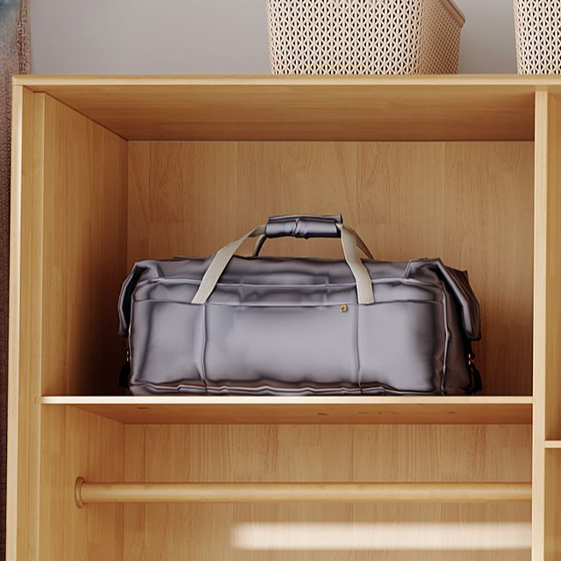 Minimalist Wooden Independent Wardrobe Closet with Compartments, Interior Shelves, Clothing Rod, and Gate - image 8